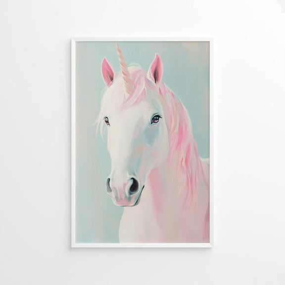 Pastel Pink Unicorn Poster, Magical Girl’S Room Wall Art, Whimsical Playroom Decor, Fantasy Nursery Room Print, Girly Wall Art Decor For Living Room Bedroom, 24x36 UNFRAMED