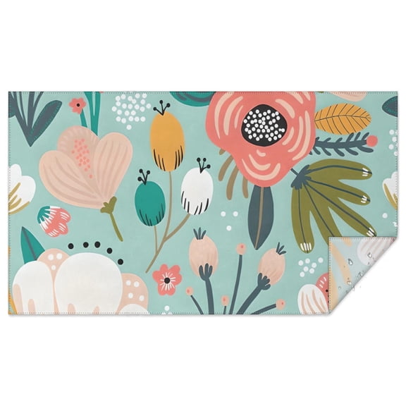 Pastel Pioneer Flower Pattern Rectangle Tablecloth 60"x102",Waterproof Polyester Rectangle Table Cloth, Wipeable Spillproof Polyester Tablecloth for Dining, Camping, Indoor and Outdoor