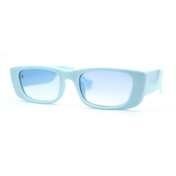 Pastel Pop Color Mod Narrow Rectangle Fashion Sunglasses Blue