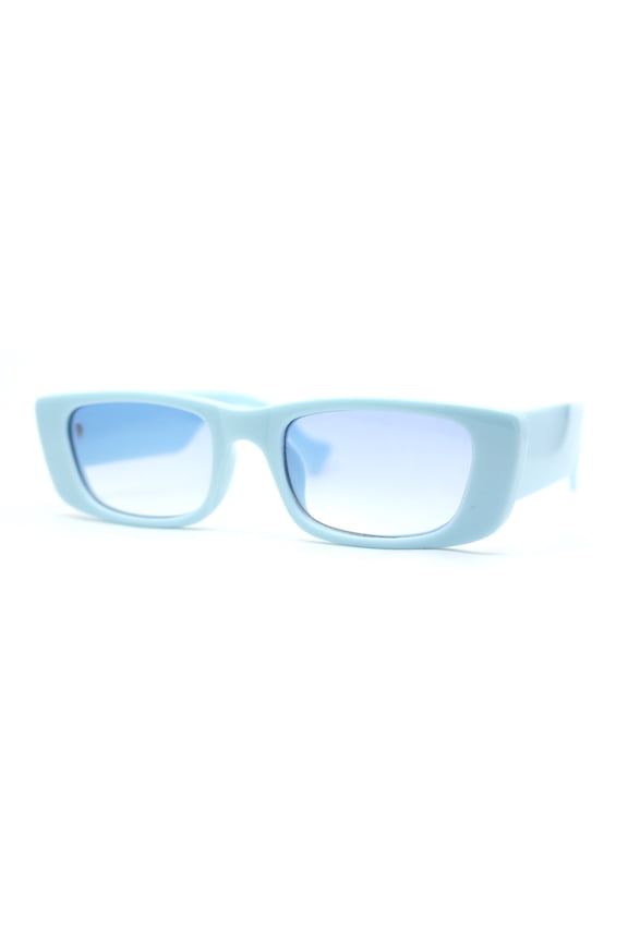 Pastel Pop Color Mod Narrow Rectangle Fashion Sunglasses Blue