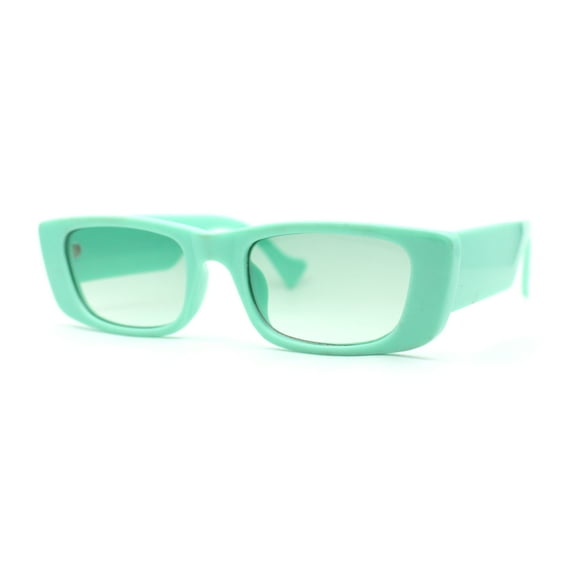 Pastel Pop Color Mod Narrow Rectangle Fashion Sunglasses Green