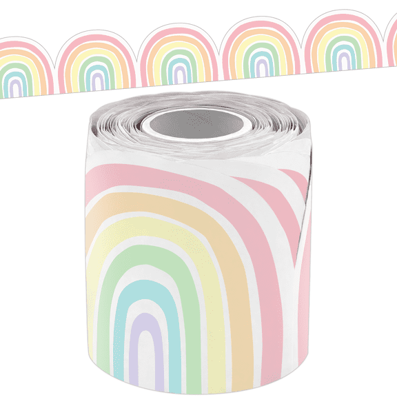 Pastel Pop Rainbows Die-Cut Rolled Border Trim