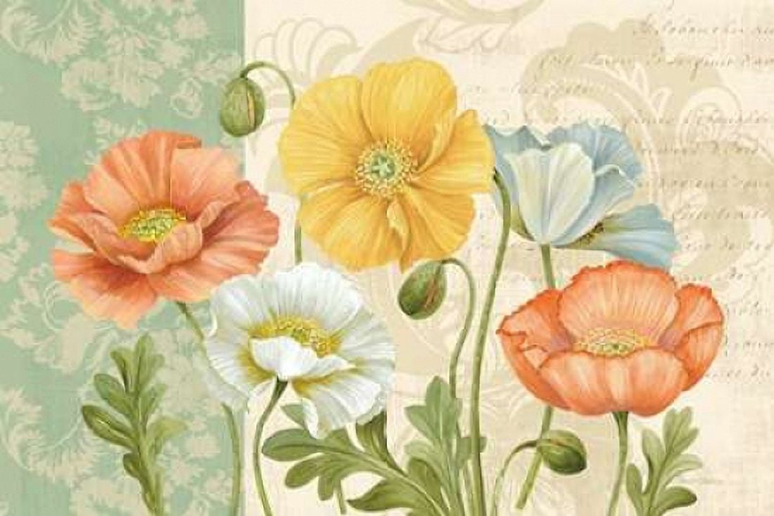 Pastel Poppies Multi Landscape Canvas Art - Pamela Gladding (12 x 18)