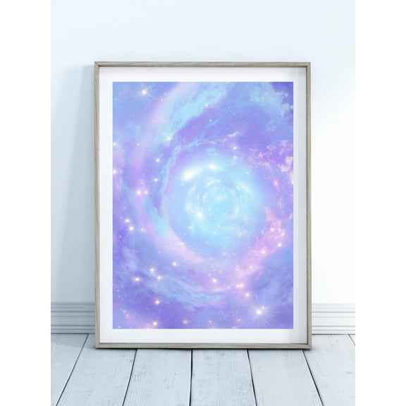 Pastel Portal Poster–Stars Wall Art In Blue & Purple, Nursery Space Decor, Dreamy Sky For Boys Or Girls Room, Celestial Meditation Art, Unframed Poster Size 8x12