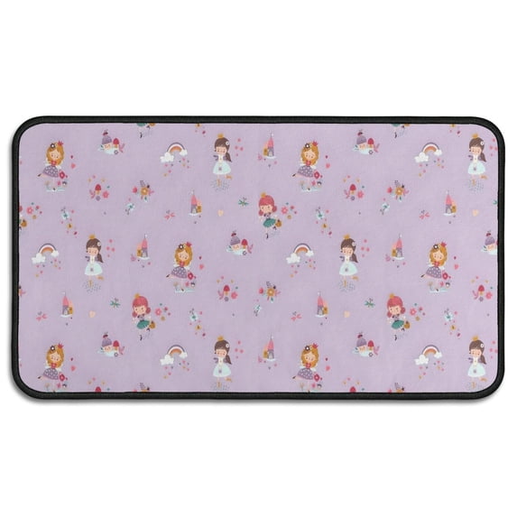 Pastel Princess Castle Pattern Door Rugs,Washable Non Slip Door Mats Indoor,Decorative Door Mats,Entry Mat Indoor for Entrance,Bedroom,Kitchen,Bathroom,30"x17"
