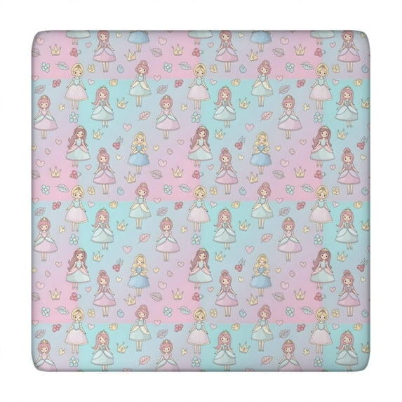 Pastel Princess Pattern Square Fitted Tablecloth with Elastic Edge,Square Table Cover,Washable Elastic Table Cover for Home Kitchen Party Decor 34"x34"