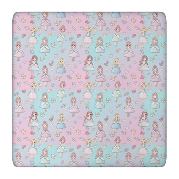 Pastel Princess Pattern Square Fitted Tablecloth with Elastic Edge,Square Table Cover,Washable Elastic Table Cover for Home Kitchen Party Decor 36"x36"