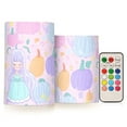 thumbnail image 1 of Pastel Princess Pumpkin Flameless LED Candle Set with Remote, Battery Operated Color Changing Pillar Candles, Set of 2, 1 of 7