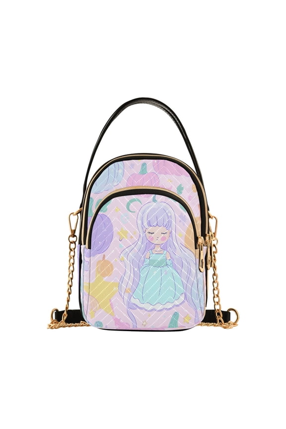 Pastel Princess Pumpkin Women's Crossbody Handbags Leather Crossbody Bags Fanny Pack Chest Bag for Travel