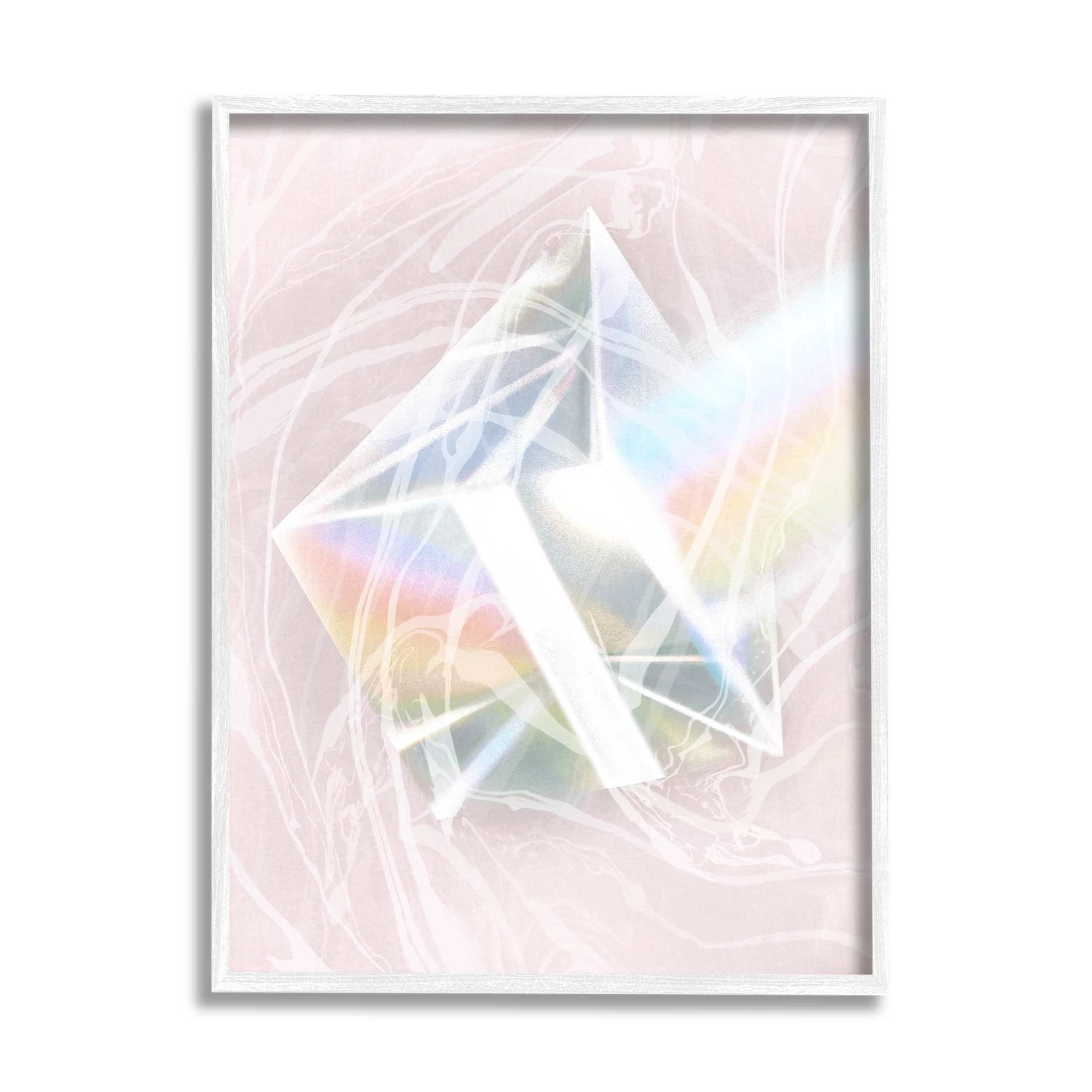 Pastel Prism Rainbow Reflection Abstract Graphic Art White Framed Art Print Wall Art