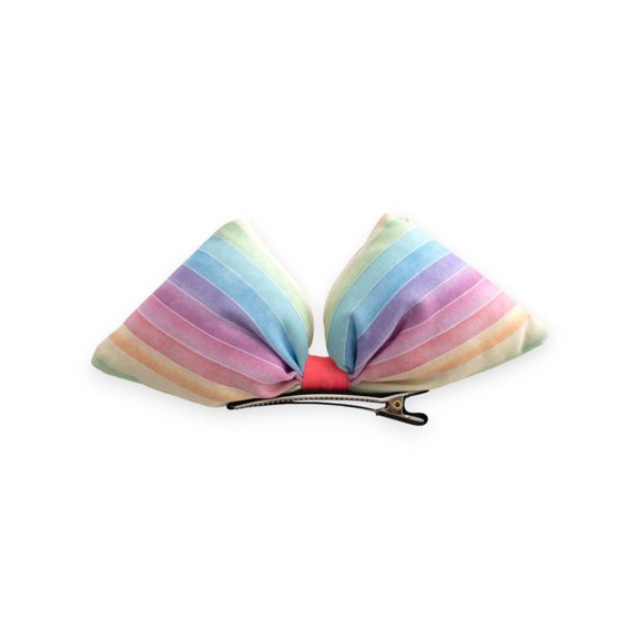 Pastel Puffy Bow Hair Clip for Girls – 1 Pack - Summer Crystal