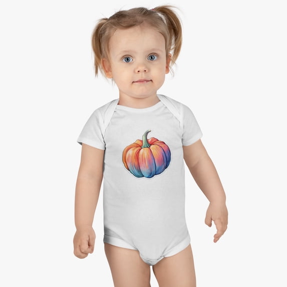 Pastel Pumpkin Bodysuit for Infants, Ideal for Fall Festivities