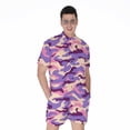 thumbnail image 1 of Pastel Purple Camouflage Short Sleeve Men'S Rompers, Camo Camouflage Casual Summer Jumpsuits Outfit, 1 of 4
