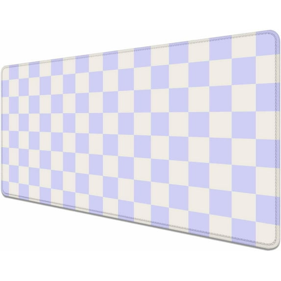 Pastel Purple Checkered Desk Mat, Aesthetic Pink Pattern Office Decor Extra Large Mouse Pad, Laptop Pad Mat, Game Mat, 35.4 x 15.7 in