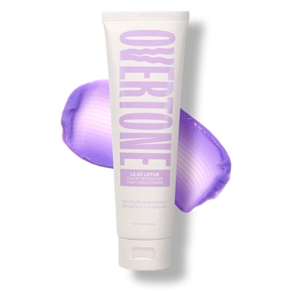 oVertone Daily Color Depositing Conditioner 4.5oz Temporary Hair Dye Conditioner with Shea Butter & Coconut Oil, Moisturizing Vegan & Cruelty-Free For All Hair Types & Color-Treated Hair, Lilac Lotus