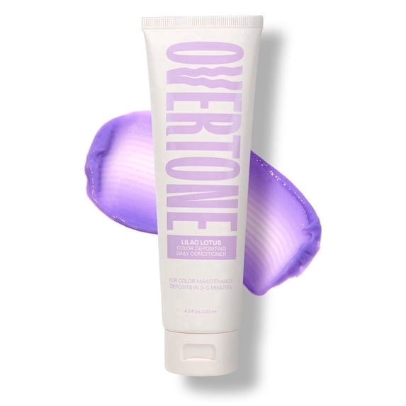 oVertone Daily Color Depositing Conditioner 4.5oz Temporary Hair Dye Conditioner with Shea Butter & Coconut Oil, Moisturizing Vegan & Cruelty-Free For All Hair Types & Color-Treated Hair, Lilac Lotus