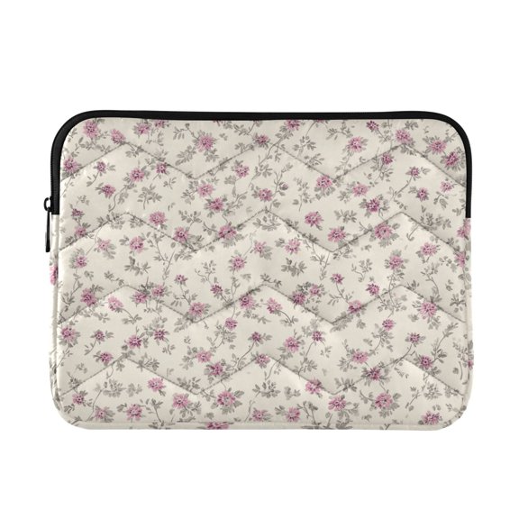 Pastel Purple Flowers Leaves Spring Quilted Laptop Protective Cases Computer Sleeves Tablet Bags Briefcases M