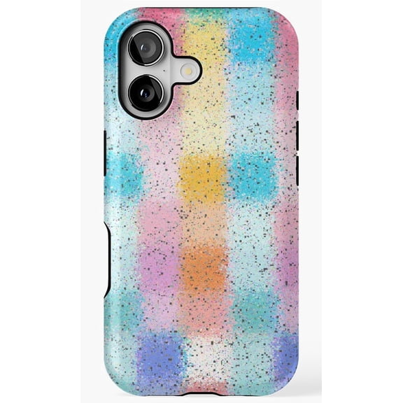 Pastel Rain Squares Geometric Design Phone Case for iPhone 11 12 13 14 15 16 17 Pro Max