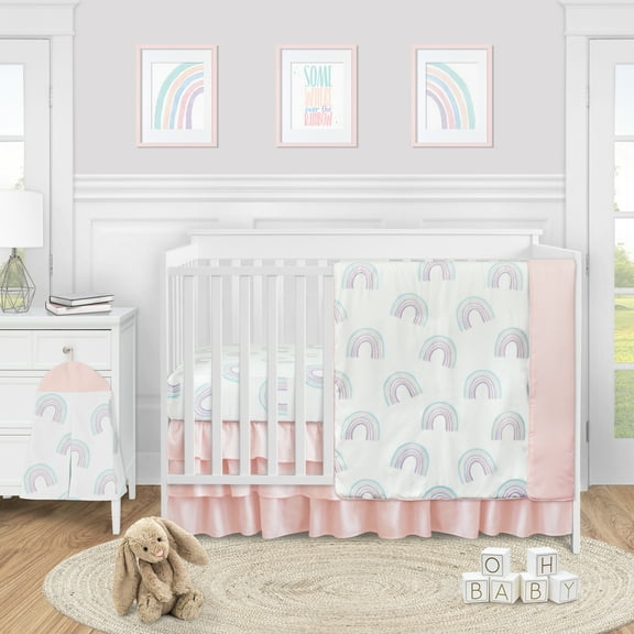 Pastel Rainbow 4 Piece Microfiber Crib Bedding Set by Sweet Jojo Designs