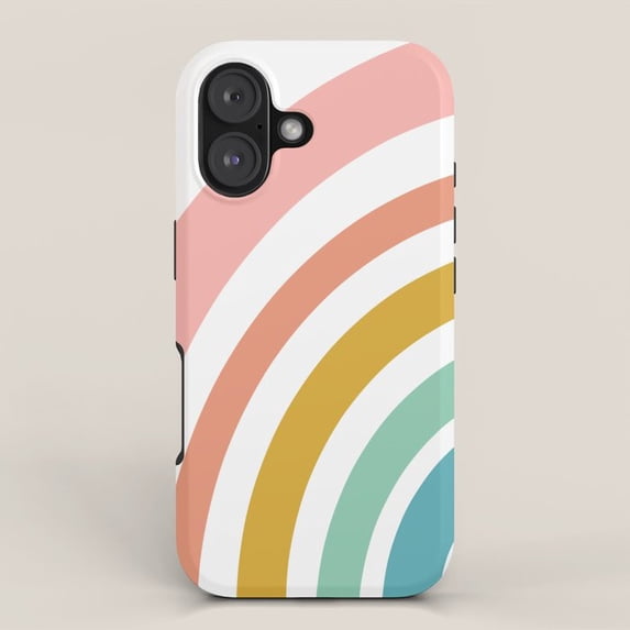 Pastal Shell Pastel Rainbow Arch Tough Phone Case for Apple iPhone, Dual-Layer ...