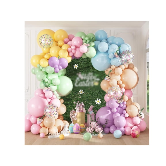 Pastel Rainbow Balloon Garland Kit,Easter Confetti Balloon Arch Set,Different Sizes18,12,10,5Inch,Perfect for Shower,Wedding,Birthday,Spring Holiday,Gender Reveal Party Decoions,Pink,Purple,Yellow