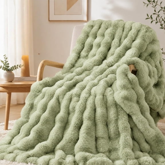 Pastel Rainbow Blanket Faux Fur Fluffy Bubble Throw for Couch Sofa Bed | Ultra Fluffy, Anti-Shed Plush Fuzzy Bed, Throw Lightweight Breathable, Washable(Stylec,100x160cm/39.37x62.99in)