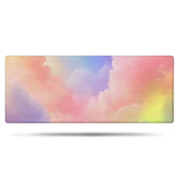 Pastel Rainbow Clouds Bathroom Rugs Mat,Non Slip Microfiber Bathroom Rug,Rubber Backing,Soft Bathroom Mats for Bathroom Floor,Tub and Shower,60x24in(150x60cm)