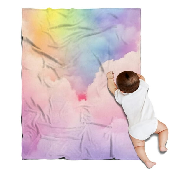 Pastel Rainbow Clouds Blanket,Comfortable Soft Flannel Throw Blanket,All Season,Warm Lightweight Blankets for Sofa Bed Couch Living Room Chair,30"x40"