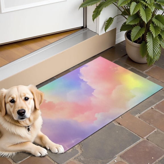 Pastel Rainbow Clouds Door Rugs,Washable Non Slip Door Mats Indoor,Decorative Door Mats,Entry Mat Indoor for Entrance,Bedroom,Kitchen,Bathroom,16"x24"