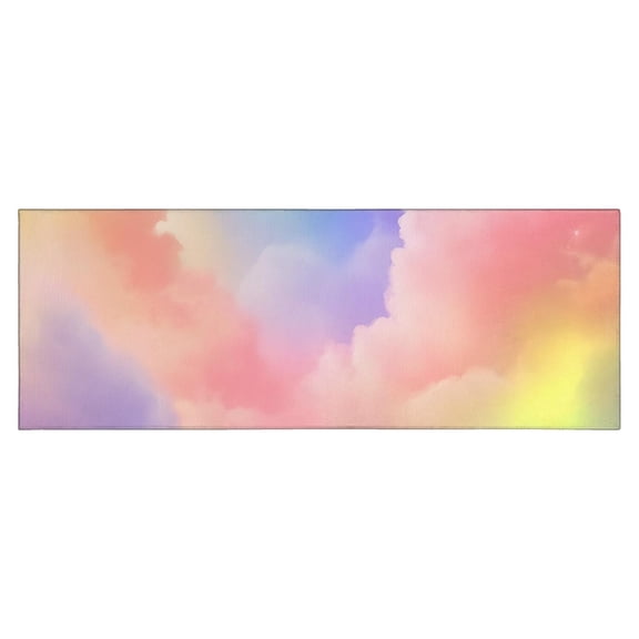 Pastel Rainbow Clouds Kitchen Rug Mat,Kitchen Runner Rugs Non Skid Washable,Decorative Kitchen Floor Mats for Kitchen,Sink,Laundry,17"X47"