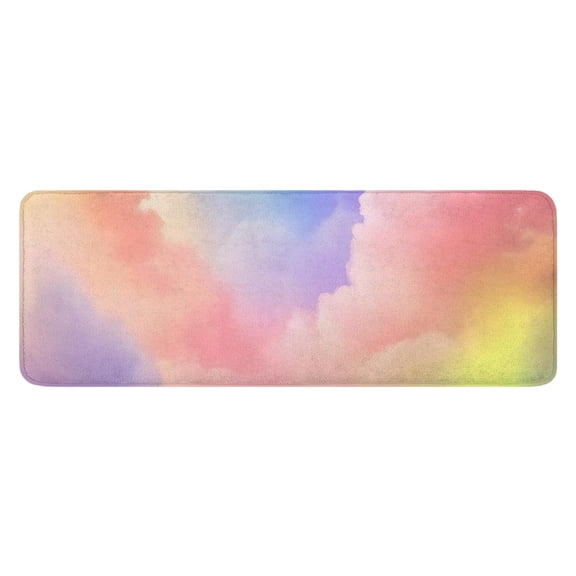 Pastel Rainbow Clouds Kitchen Rug Mat,Kitchen Runner Rugs Non Skid Washable,Decorative Kitchen Floor Mats for Kitchen,Sink,Laundry,17"x47.2"