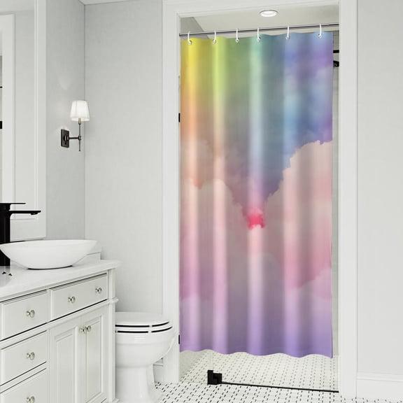Pastel Rainbow Clouds Shower Curtain 36"x72" ,Bathroom Decorative Shower Curtains Set with 12 Hooks,Modern Waterproof Washable Shower Curtain