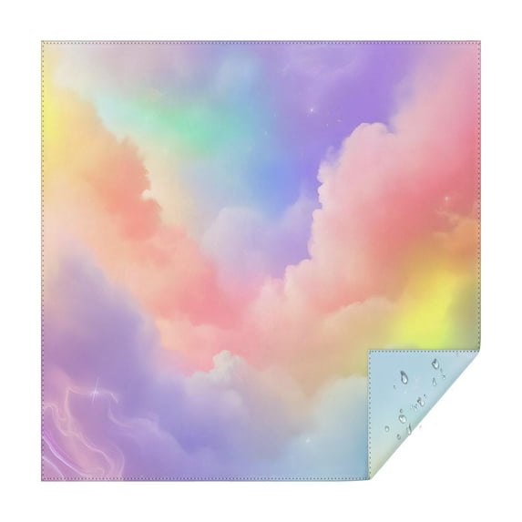 Pastel Rainbow Clouds Square Tablecloth,Waterproof Square Table Cover,Wipeable Spillproof Washable Table Cover for Home Kitchen Party Decor 42"X42"(107x107cm)