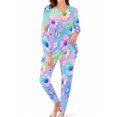 thumbnail image 1 of Pastel Rainbow Daisy Pajamas for Women Milk Silk Ultra Soft Sleepwear Long Sleeve Top and Pants Loungewear Set, 1 of 7