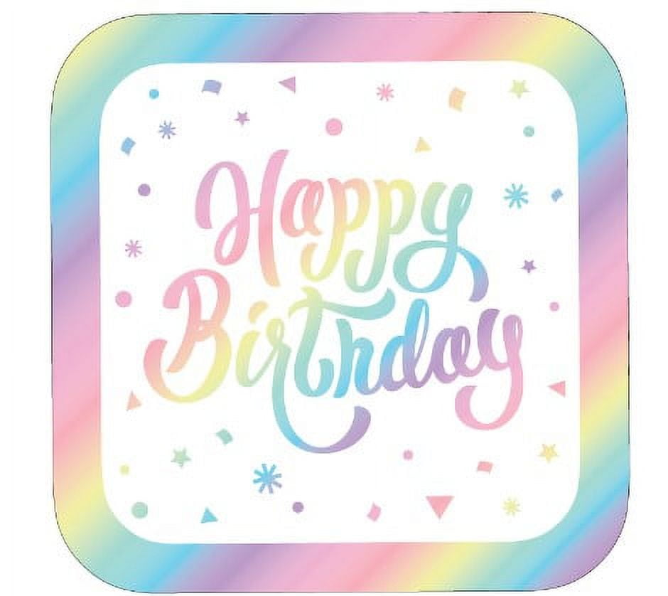 Pastel Rainbow Happy Birthday Plates 8 Count 9" by Way to Celebrate