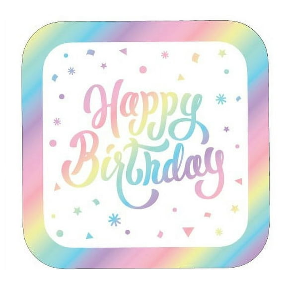 Pastel Rainbow Happy Birthday Plates 8 Count 9" by Way to Celebrate