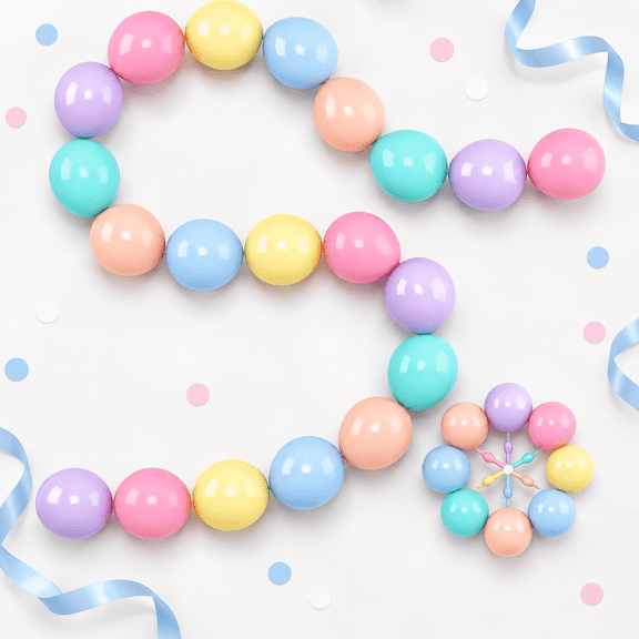 Pastel Rainbow Linking Balloons, 120PCS 6 Inch Colorful Quick Link Balloon Assorted, Multicolor Rainbow Connecting Balloons for Birthday Baby Shower Easter Ice Cream Unicorn Fancy Party Decorations