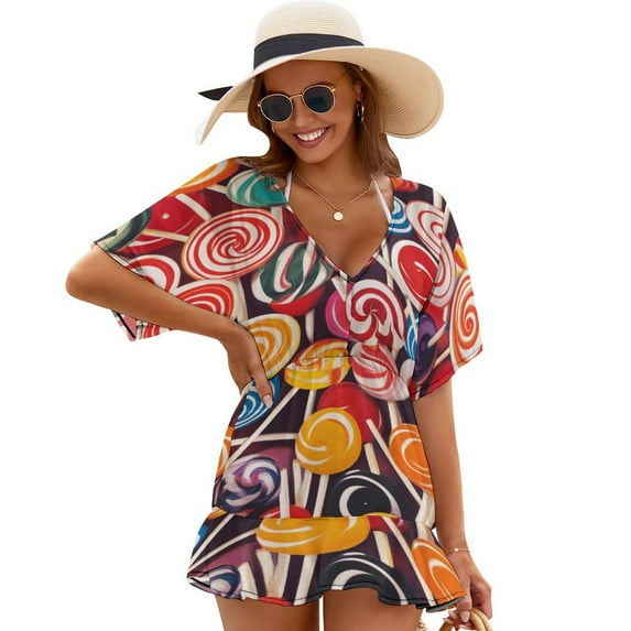 Pastel Rainbow Lollipop Cover Ups Dresses Women Summer Dress Vintage