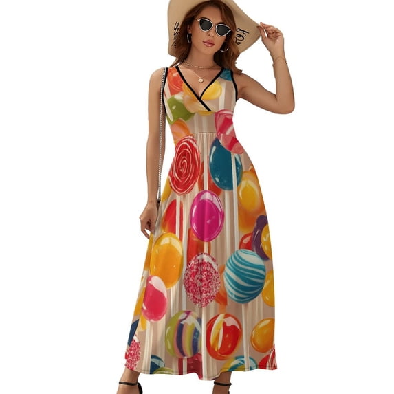 Pastel Rainbow Lollipop Sleeveless Dress Dresses Women Summer Evening Dresses Ladies Bohemia Long Dresses