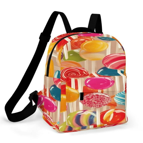 Pastel Rainbow Lollipop Small Backpack Cute Mini Backpacks For Woman Lightweight Daypacks