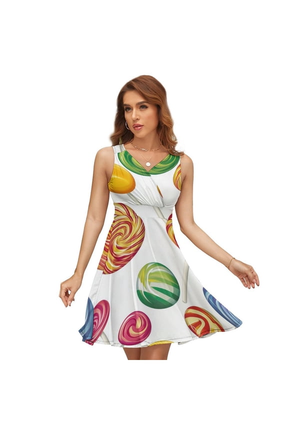 Pastel Rainbow Lollipop Sundress Sleeveless Dress Summer Women Clothes Dress for Women Dresses