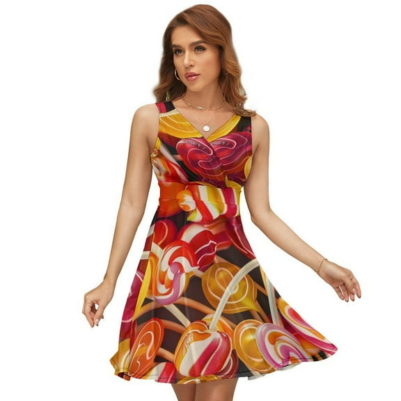 Pastel Rainbow Lollipop Sundress Sleeveless Dress Summer Women Clothes Dress for Women Dresses