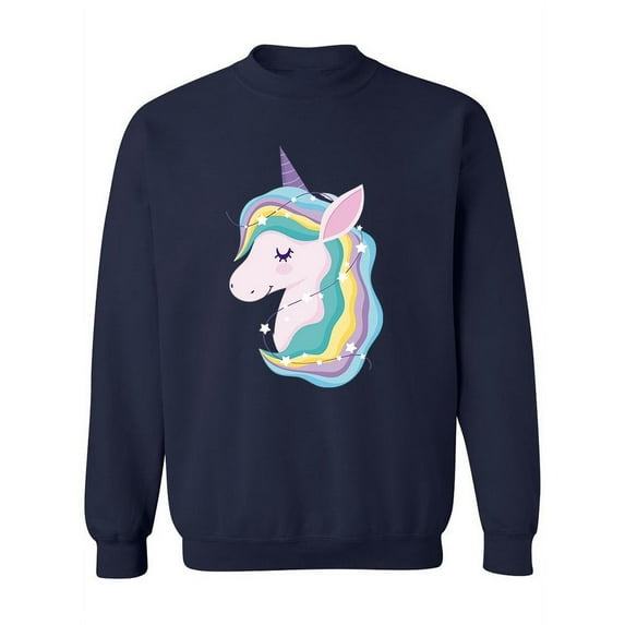 Pastel Rainbow Mane Unicorn Sweatshirt Women -Image by Shutterstock, Female 3X-Large