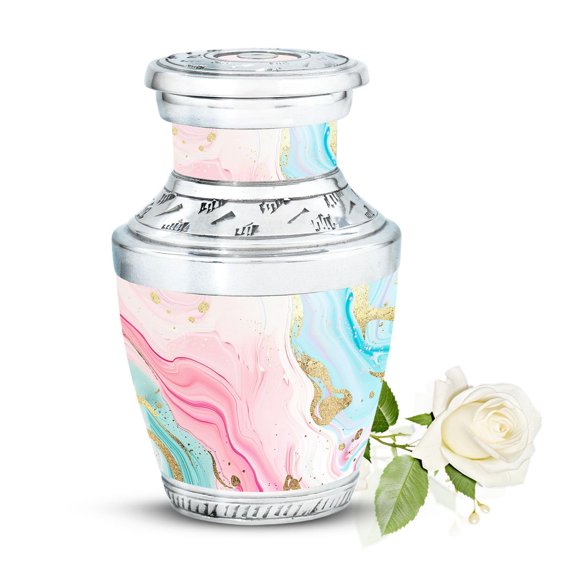 Pastel Rainbow Marble Cremation Urns, Unique Urn, Funeral Urns for Adult Ashes Men, Urn for Ashes for Women, Urns for Human Ashes Adult Man, Keepsake Urns for Human Ashes (Size - 3inch, 1 Pcs)