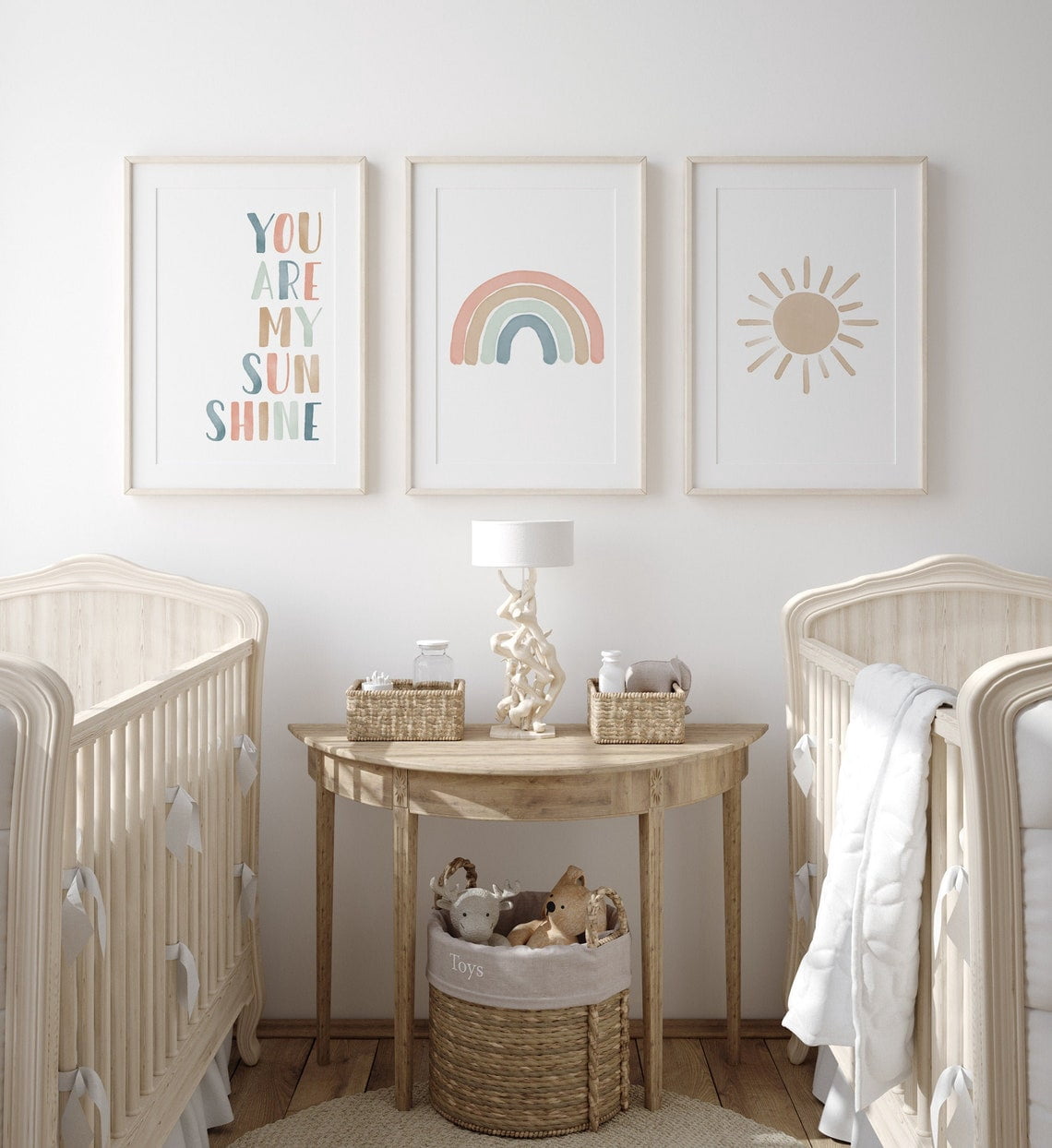 Pastel Rainbow Nursery Wall Art Prints, You Are My Sunshine, Boho Girl ...