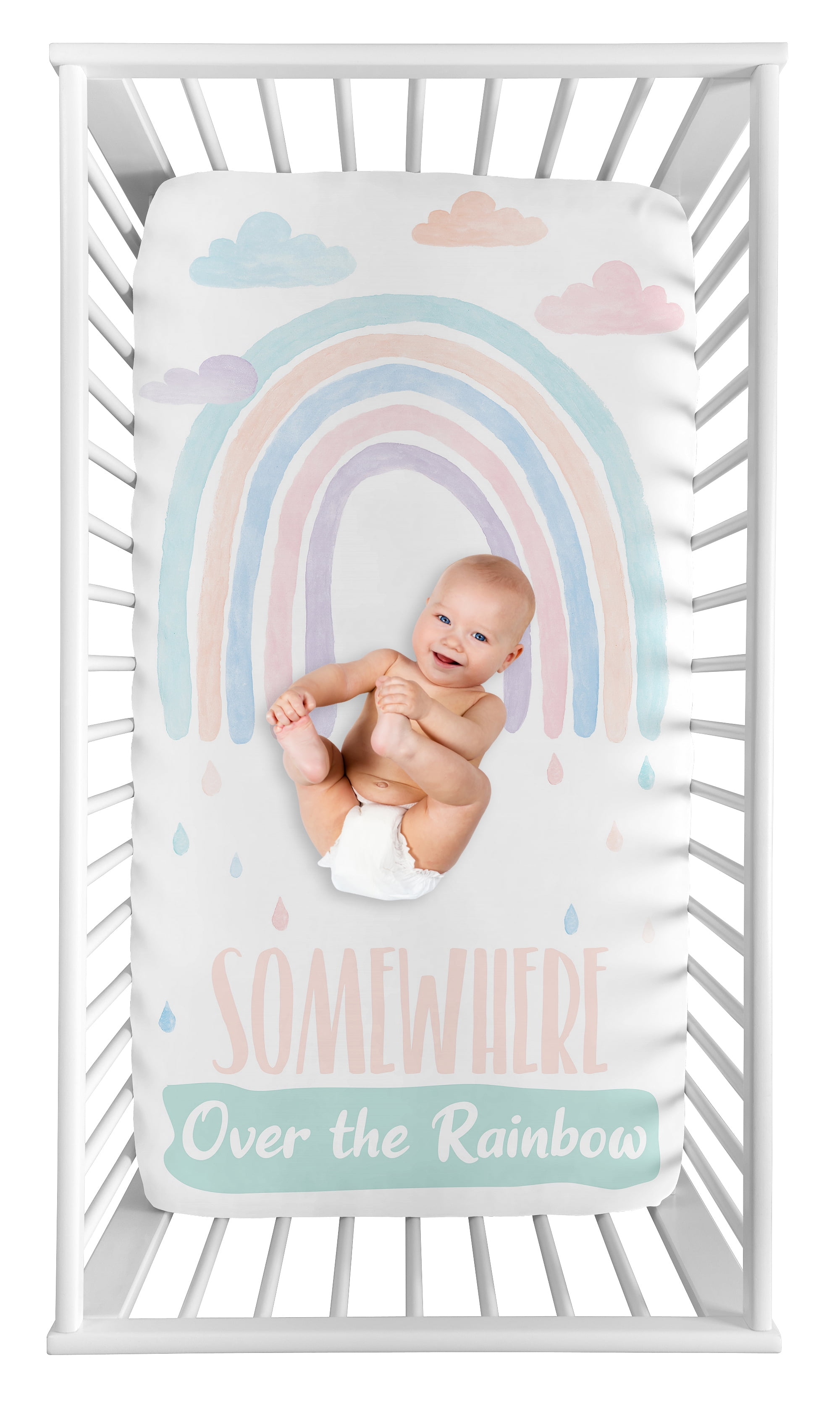 Pastel Rainbow Photo Op Fitted Crib Sheet by Sweet Jojo Designs Walmart