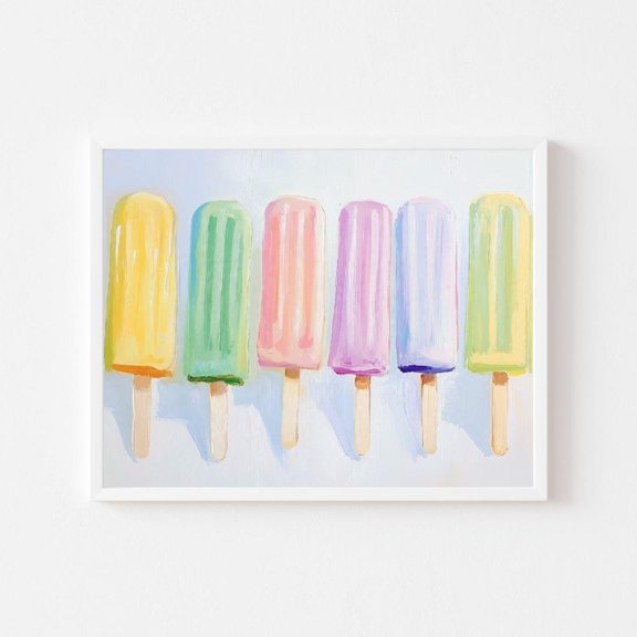 Pastel Rainbow Popsicles Wall Art Print With Colorful Summer Playroom Decor