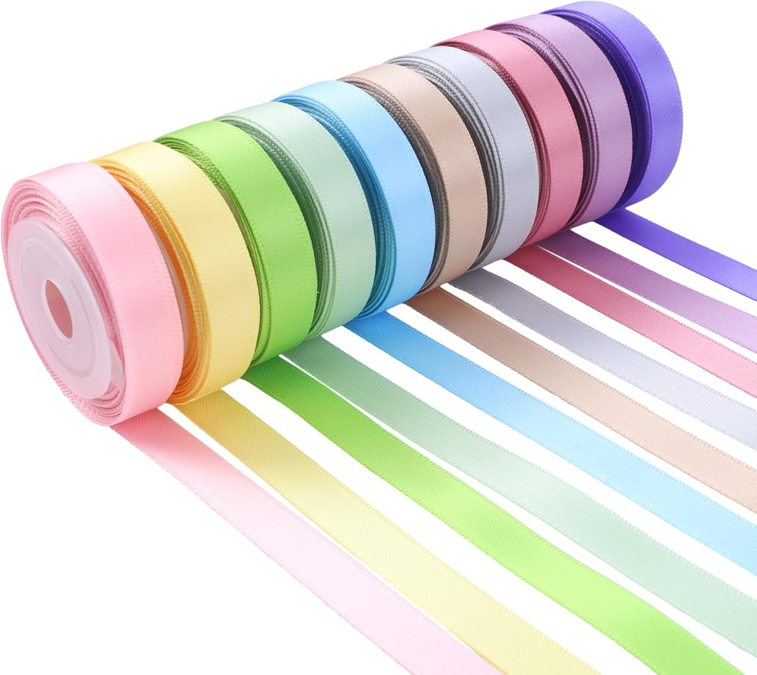 Pastel Rainbow Ribbon Pastel Ribbon Assortment Satin Rainbow Colored ...