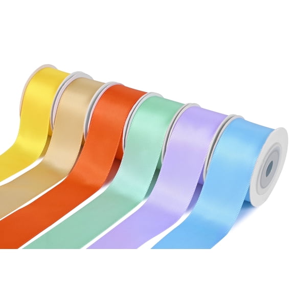 LoomJoyz Pastel Rainbow Ribbon Satin Colored 1 inch 30 Yards, for Gift Wrapping, Flower Bouquet, Weddings Party Invitation Decorations