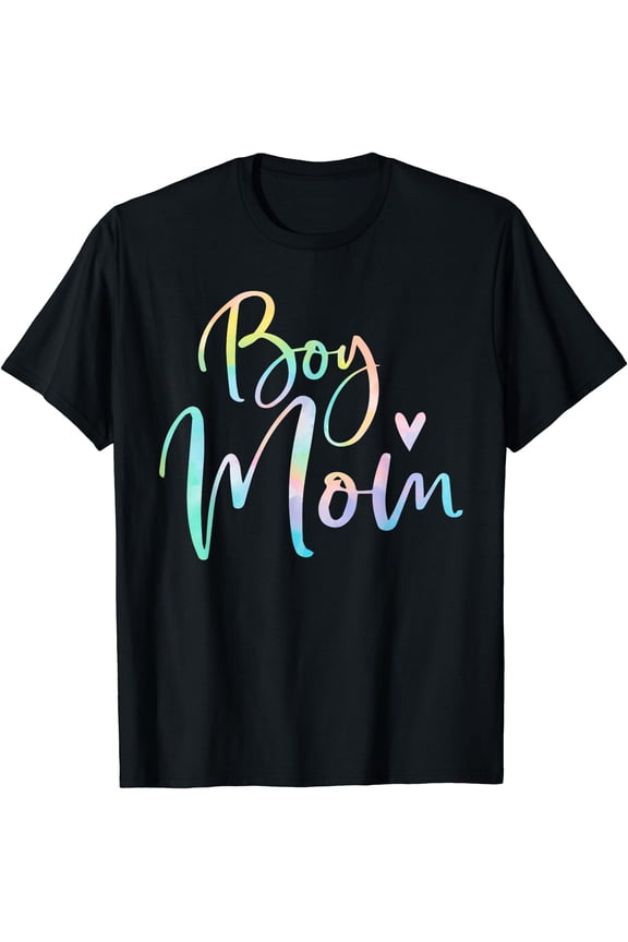 Pastel Rainbow Script Mom Heart T-Shirt for Mother's Gift